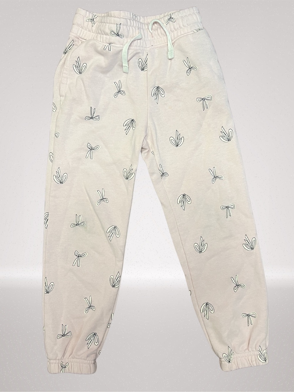 Old Navy Bow Print Fleece Hoodie 4T + Matching Jogger Sweatpants 5T Set